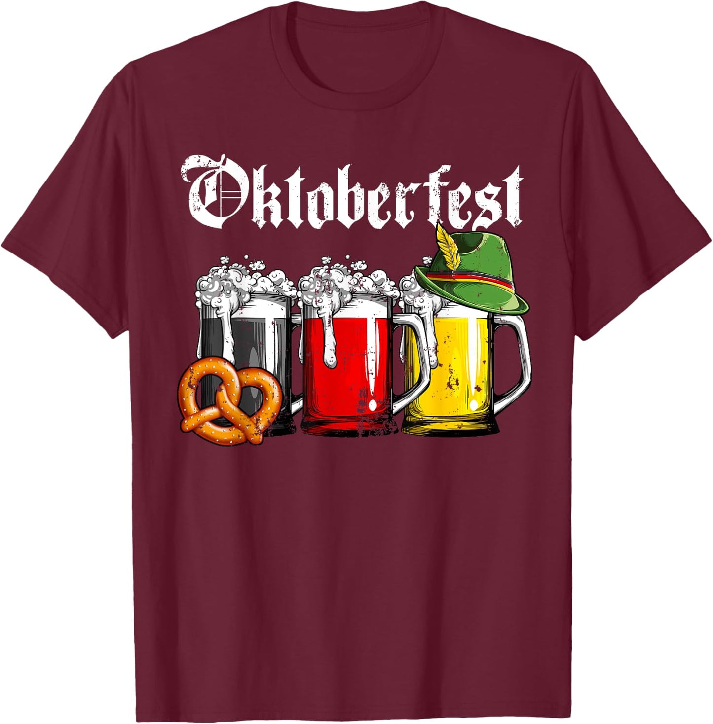 Oktoberfest Beer German Flag Clothing Men Women Drinking Mug T-Shirt - T-Shirt | Maroon
