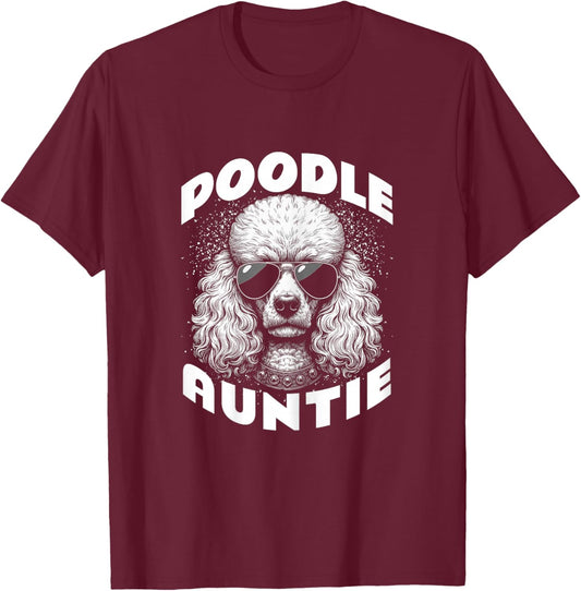 Vintage Poodle Auntie Breeder Owner T-Shirt - T-Shirt | Maroon