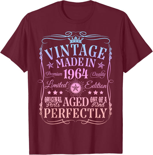 Vintage 61th Birthday Decorations Vintage 1964 61 Years Old T-Shirt - T-Shirt | Maroon