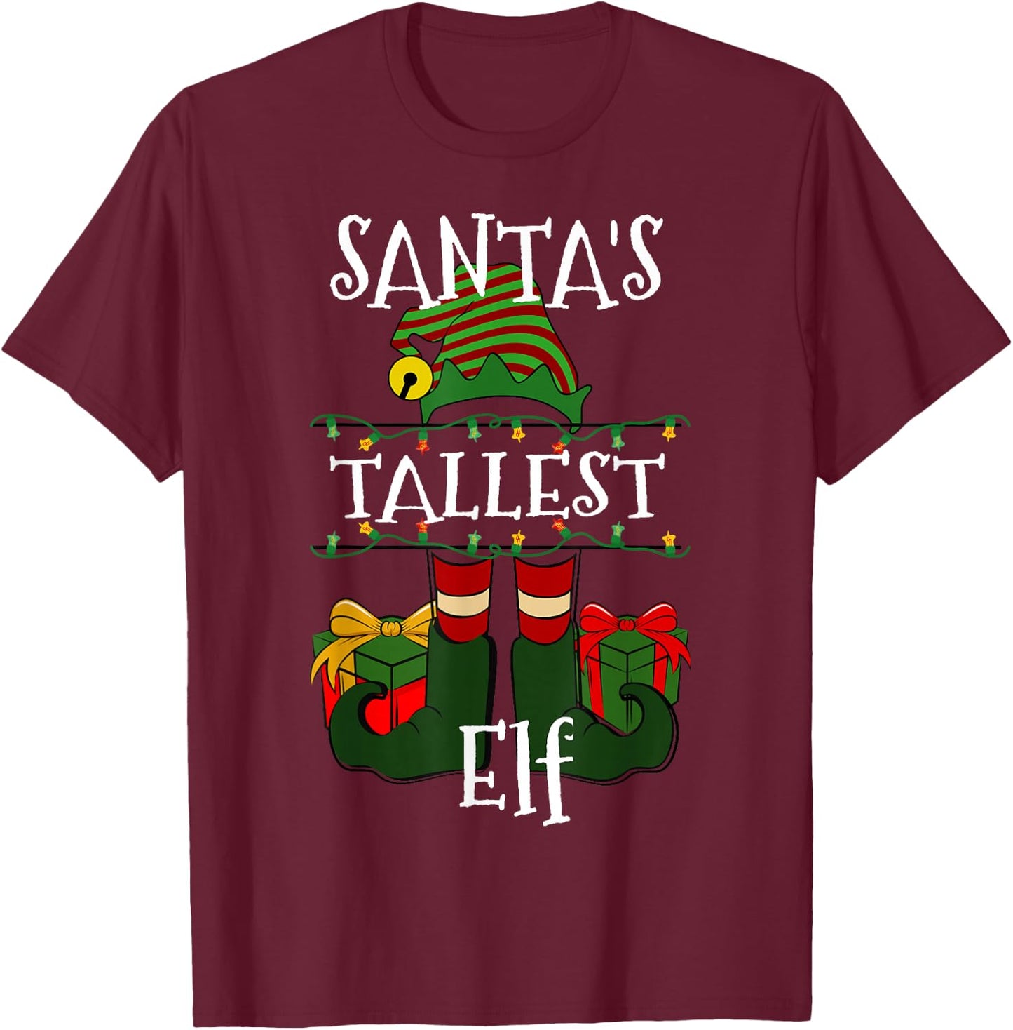 Funny Santa's Tallest Elf Christmas Humor For Tall People T-Shirt - T-Shirt | Maroon
