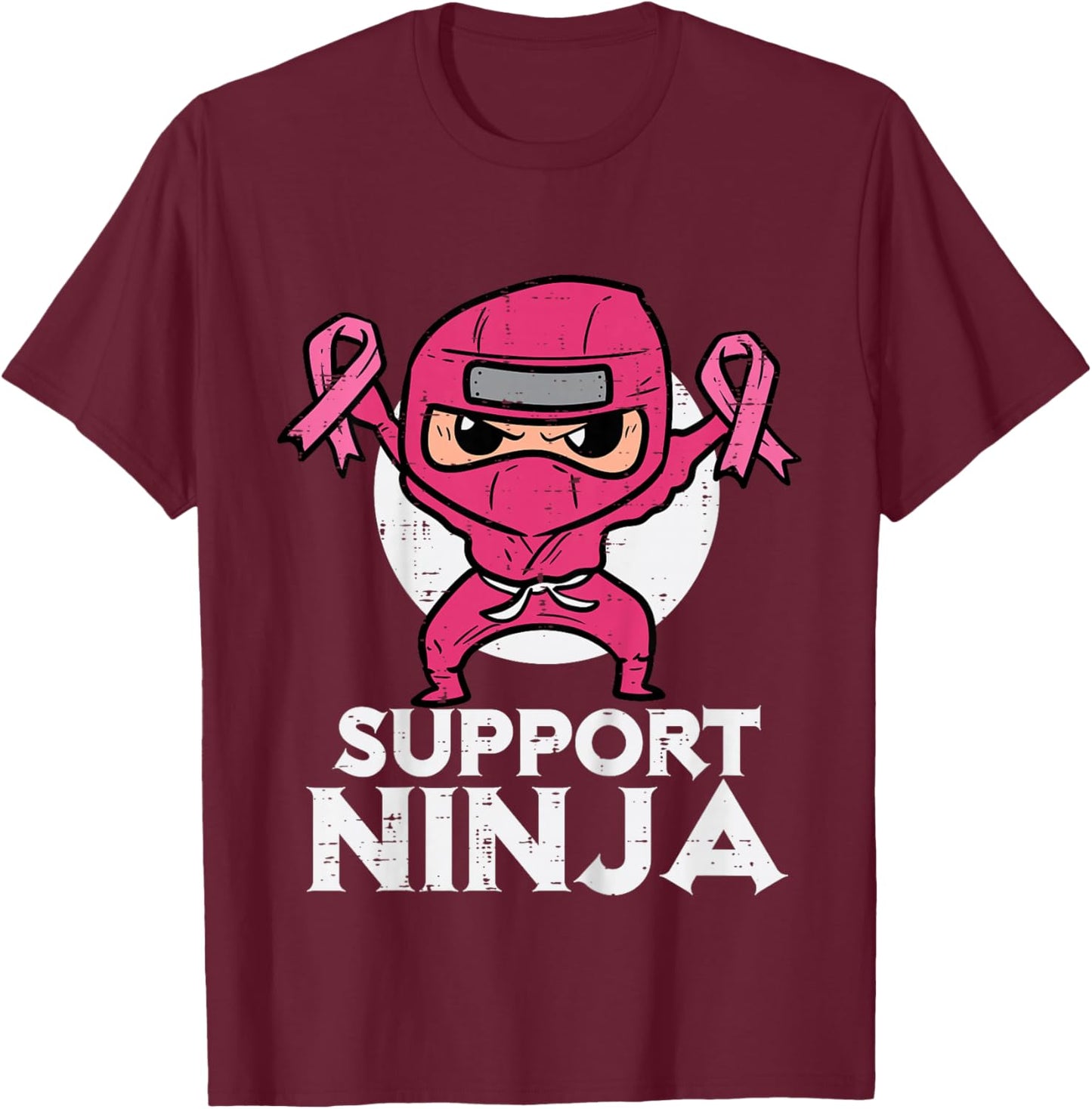 Kids Support Ninja Pink Cute Breast Cancer Awareness Toddler Boys T-Shirt - T-Shirt | Maroon