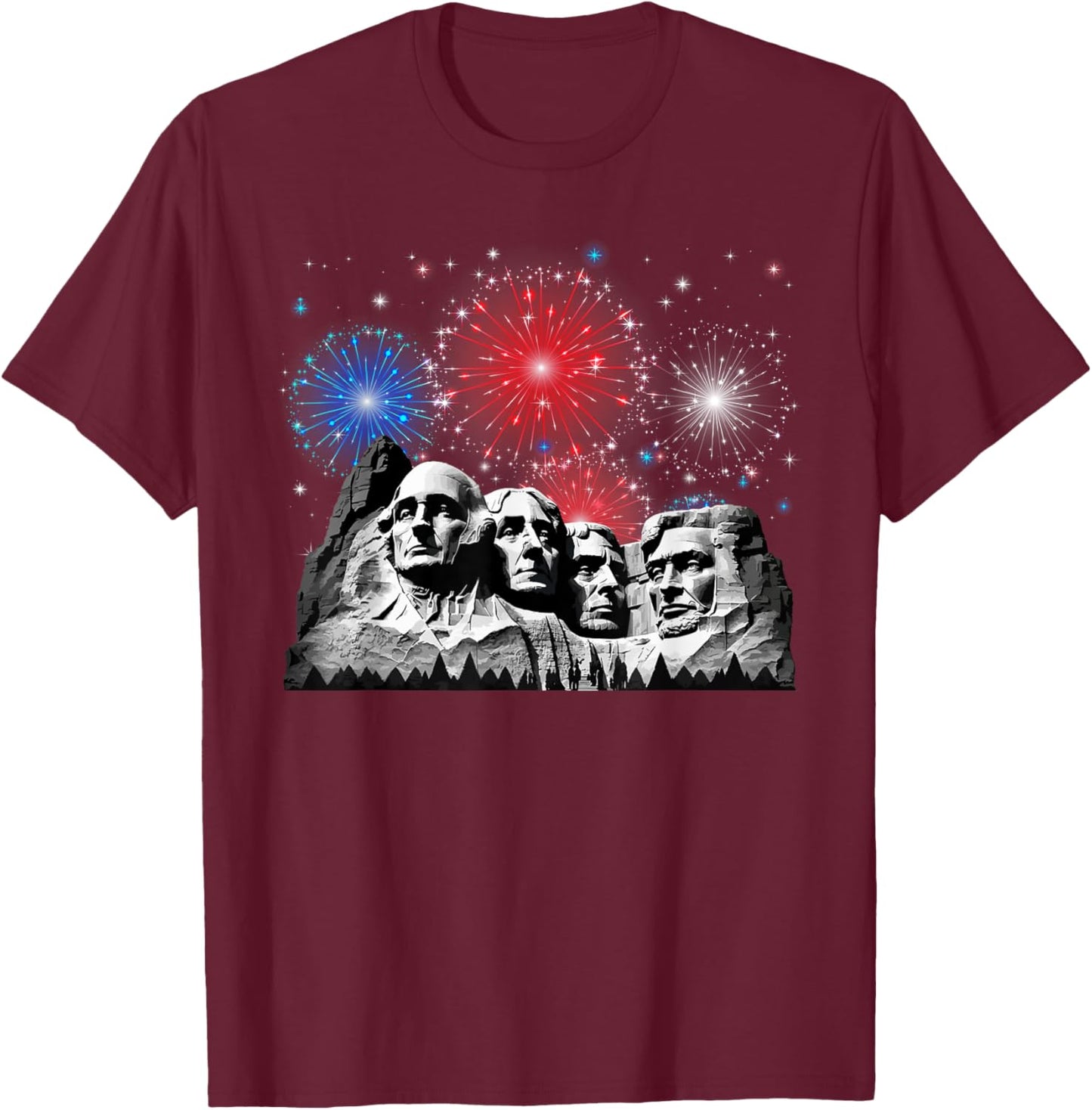 Mount Rushmore Fireworks 4th Of July USA Independence Day Kids Men T-Shirt - T-Shirt | Maroon