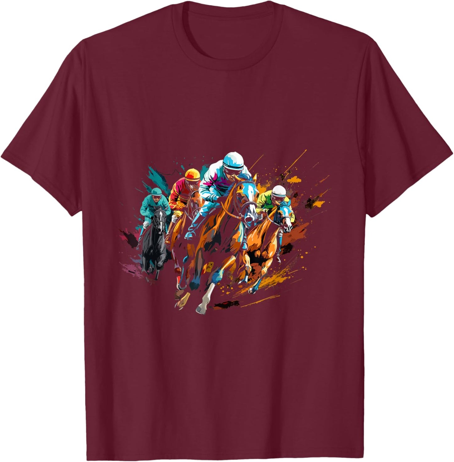 Funny Horse Racing Jockey Racer Derby Rider Race Track T-Shirt - T-Shirt | Maroon
