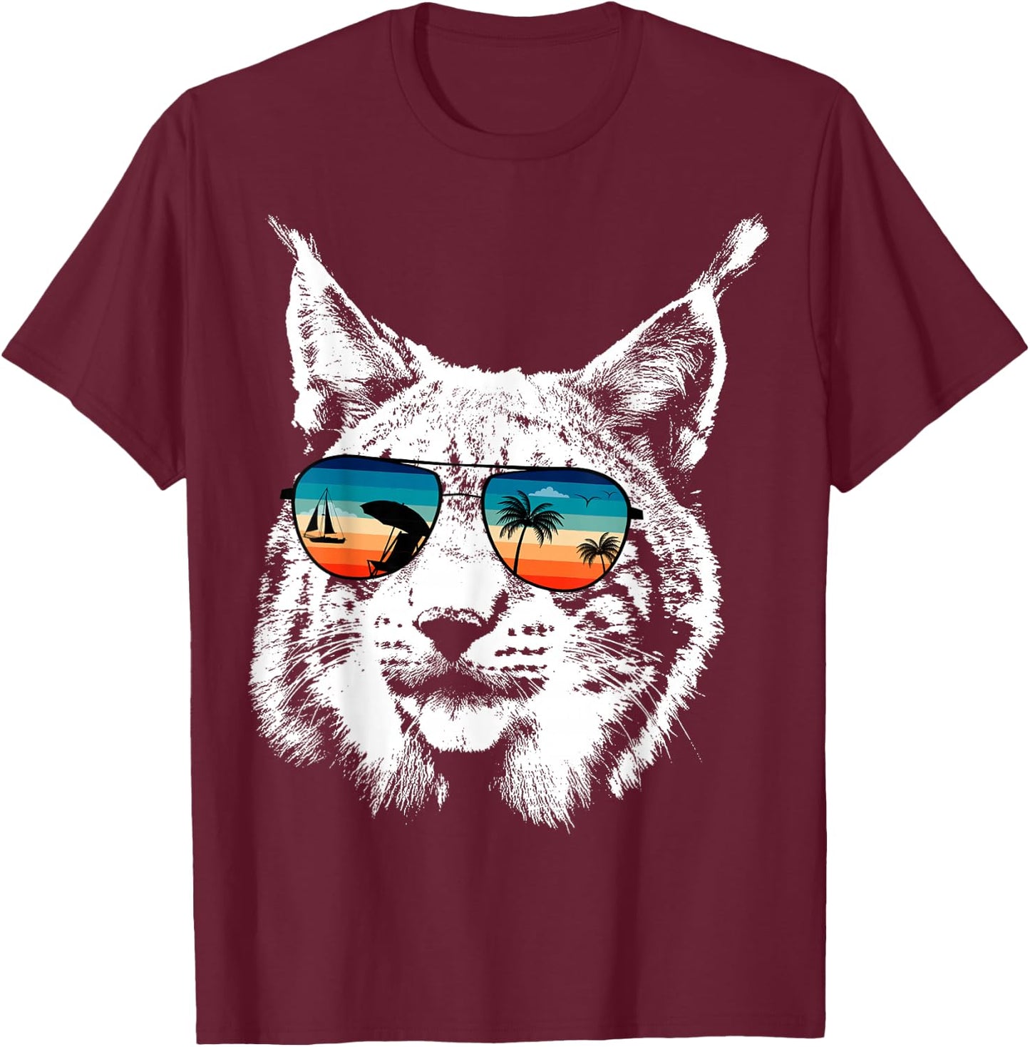 LYNX Shirts With Glasses Sunglasses Retro Style T-Shirt - T-Shirt | Maroon
