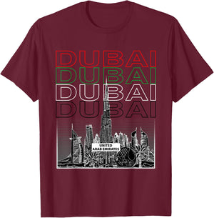 Dubai City Skyline Arab Emirates Vacation Matching Outfit T-Shirt - T-Shirt | Maroon