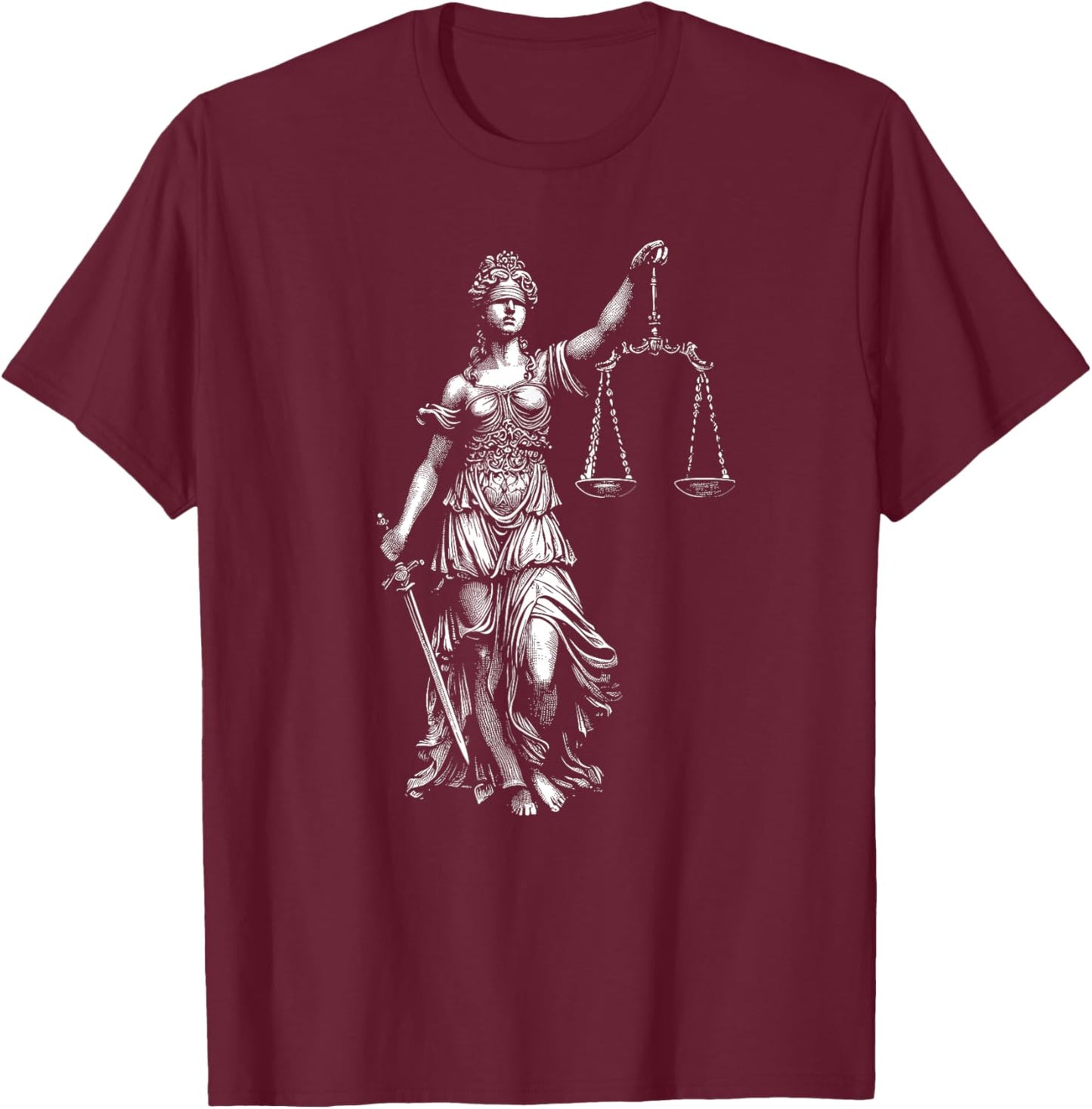 Lady Justice Greek Goddess Themis Law Lawyer , Small, Black T-Shirt - T-Shirt | Maroon