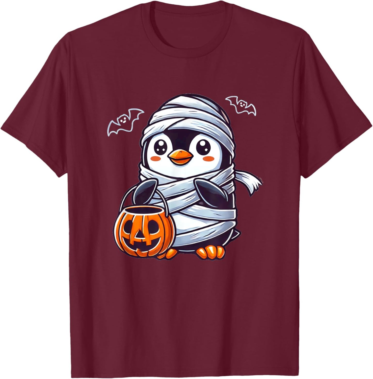Penguin Halloween Mummy Kids Women Men Penguin T-Shirt - T-Shirt | Maroon