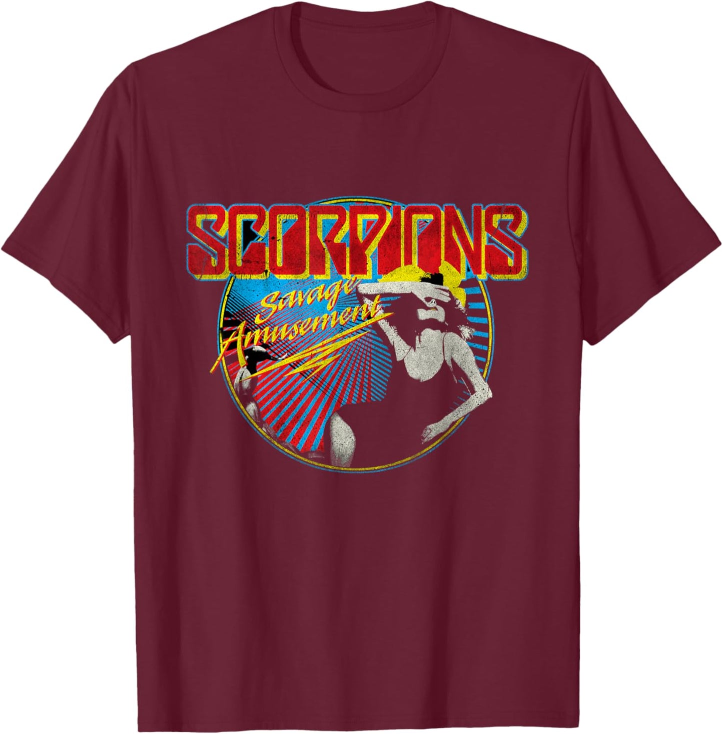 Offizielles Scorpions Savage Amusement T-Shirt - T-Shirt | Maroon