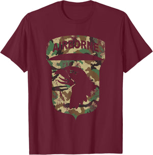 Camo 101st Airborne Division - BDU Retro Vintage Camouflage T-Shirt - T-Shirt | Maroon
