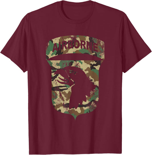 Camo 101st Airborne Division - BDU Retro Vintage Camouflage T-Shirt - T-Shirt | Maroon