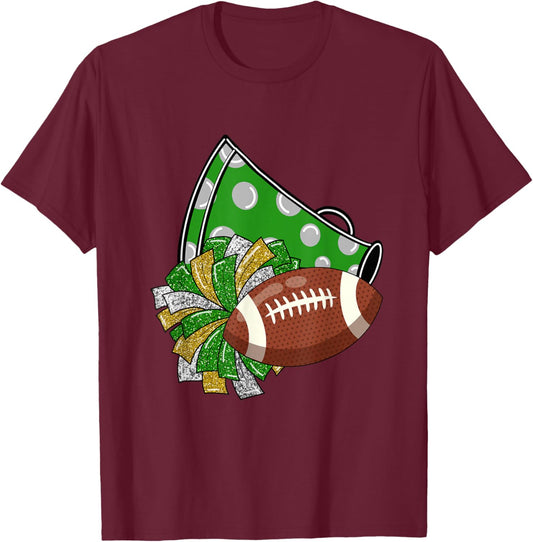 Cheerleader Shirt, Megaphone Pom Poms Football Green T-Shirt - T-Shirt | Maroon