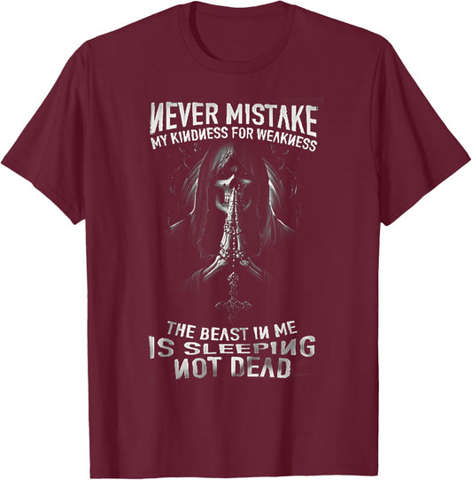 Halloween Skull Never Mistake My Kindness For Weakness Humor T-Shirt - T-Shirt | Maroon