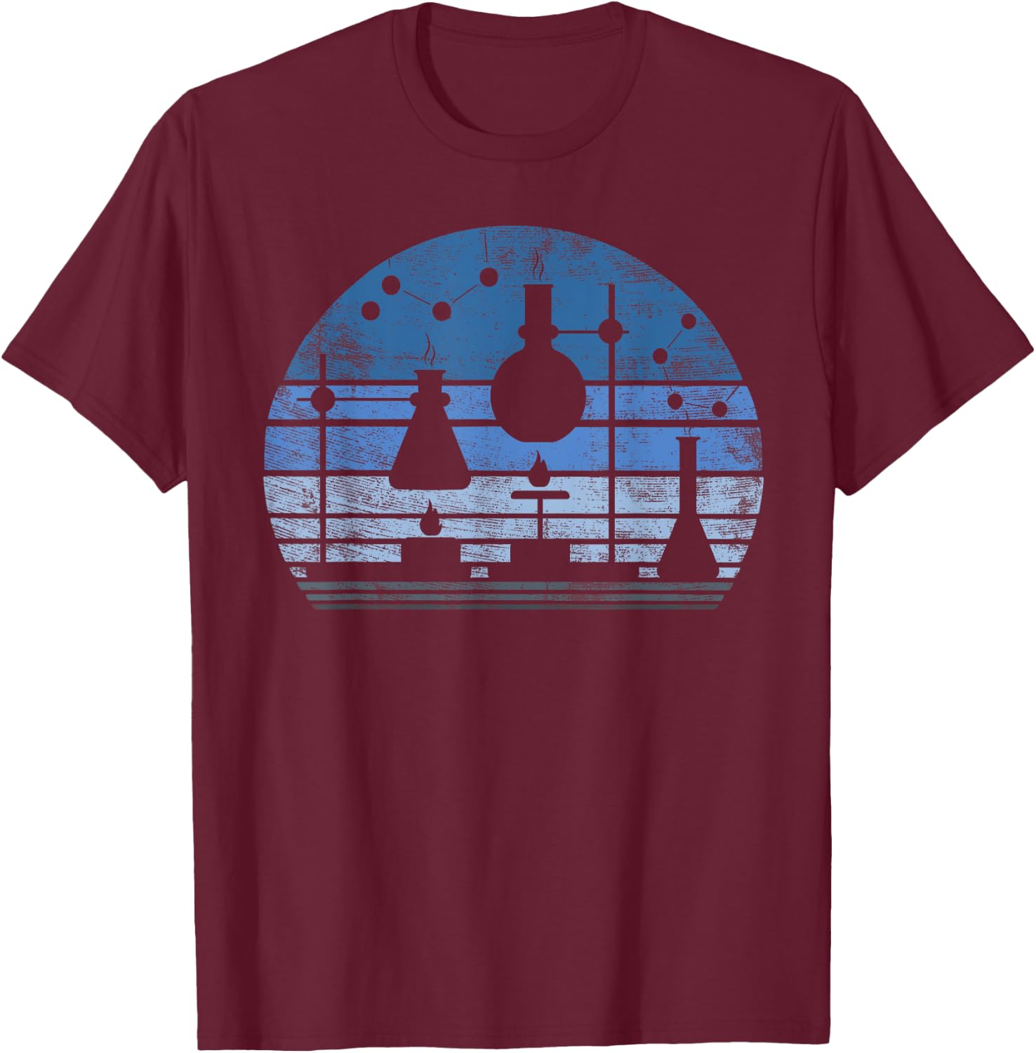 Chemist Scientist Gift Funny Retro Test Tube Flask Chemistry T-Shirt - T-Shirt | Maroon