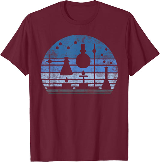 Chemist Scientist Gift Funny Retro Test Tube Flask Chemistry T-Shirt - T-Shirt | Maroon