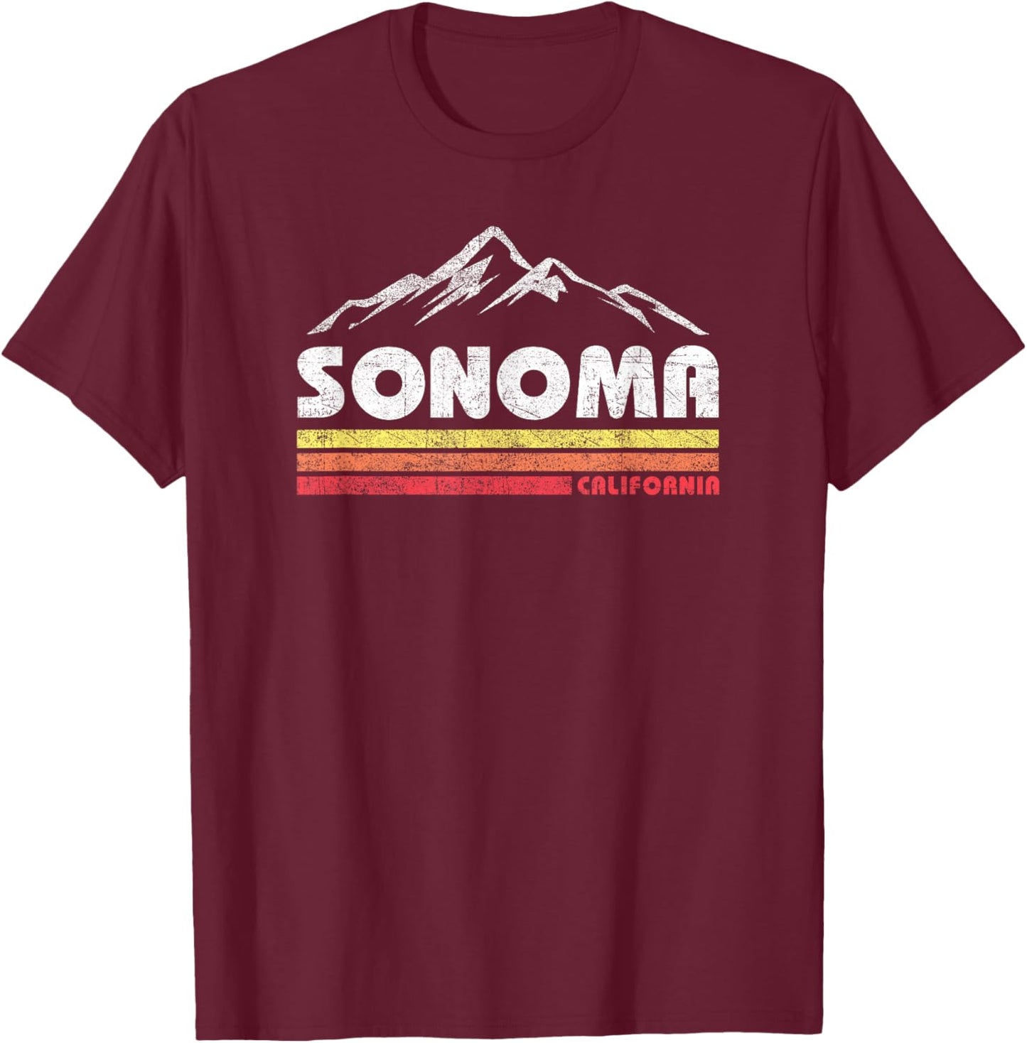 Vintage Sonoma California Souvenir Retro Mountain T-Shirt - T-Shirt | Maroon