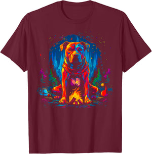 Pitbull Dog Camping T-Shirt - T-Shirt | Maroon