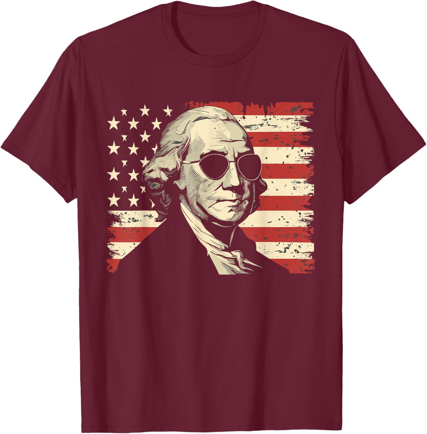 George Washington With Sunglasses | George Washington T-Shirt - T-Shirt | Maroon