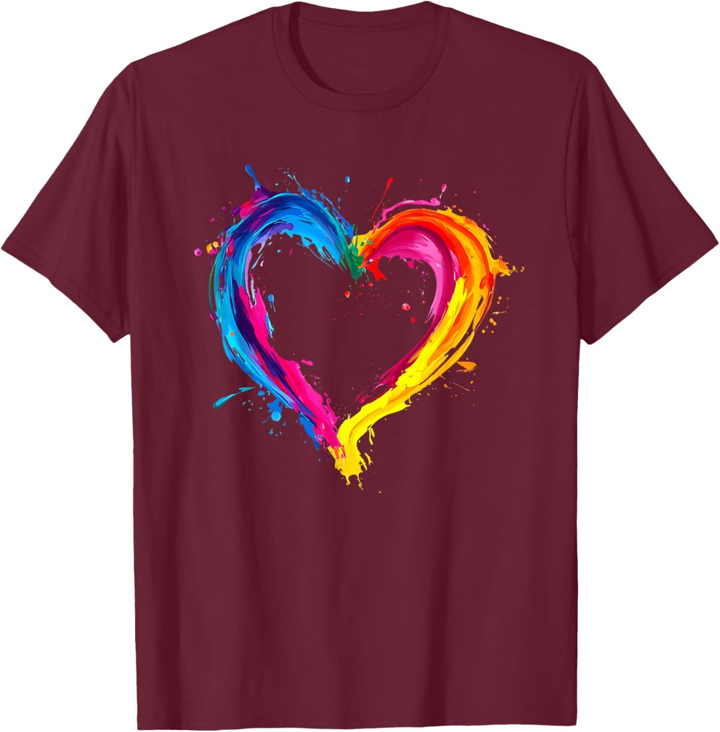 Colorful Heart Love Valentines Day T-Shirt - T-Shirt | Maroon