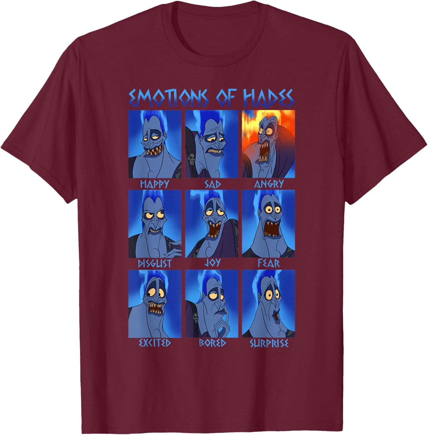 Disney Hercules Hades Emotions Graphic Small T-Shirt - T-Shirt | Maroon