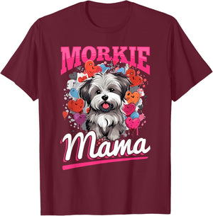 Morkie Dog Breed Pet Morkie Mama Women Girls Kids T-Shirt - T-Shirt | Maroon