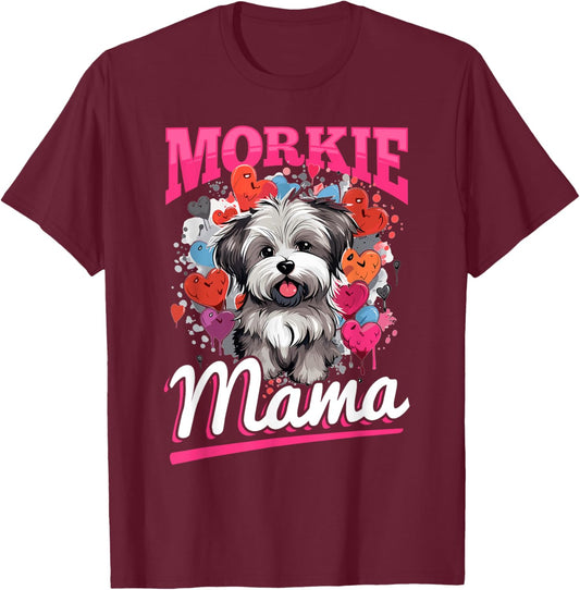 Morkie Dog Breed Pet Morkie Mama Women Girls Kids T-Shirt - T-Shirt | Maroon