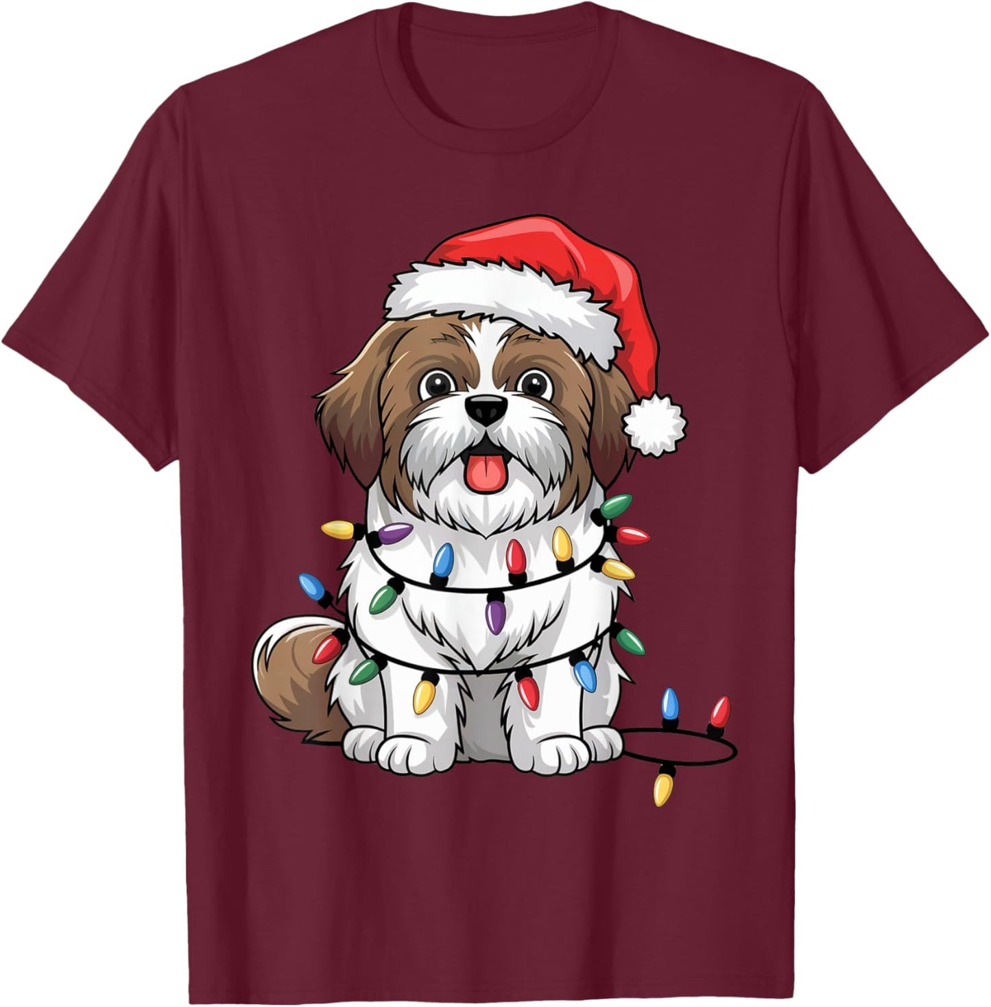 Shih Tzu Christmas Lights Xmas Dogs Gifts Women T-Shirt - T-Shirt | Maroon