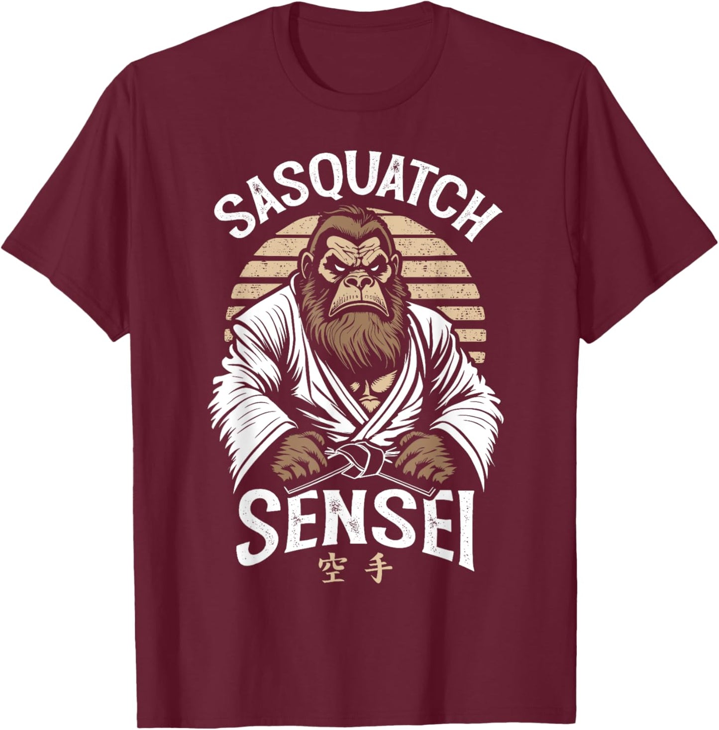 Karate Warrior Legend Sasquatch Sensei Bigfoot Martial Arts T-Shirt - T-Shirt | Maroon