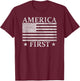 America First Usa American Flag Patriot Stars and Stripes T-Shirt - T-Shirt | Maroon