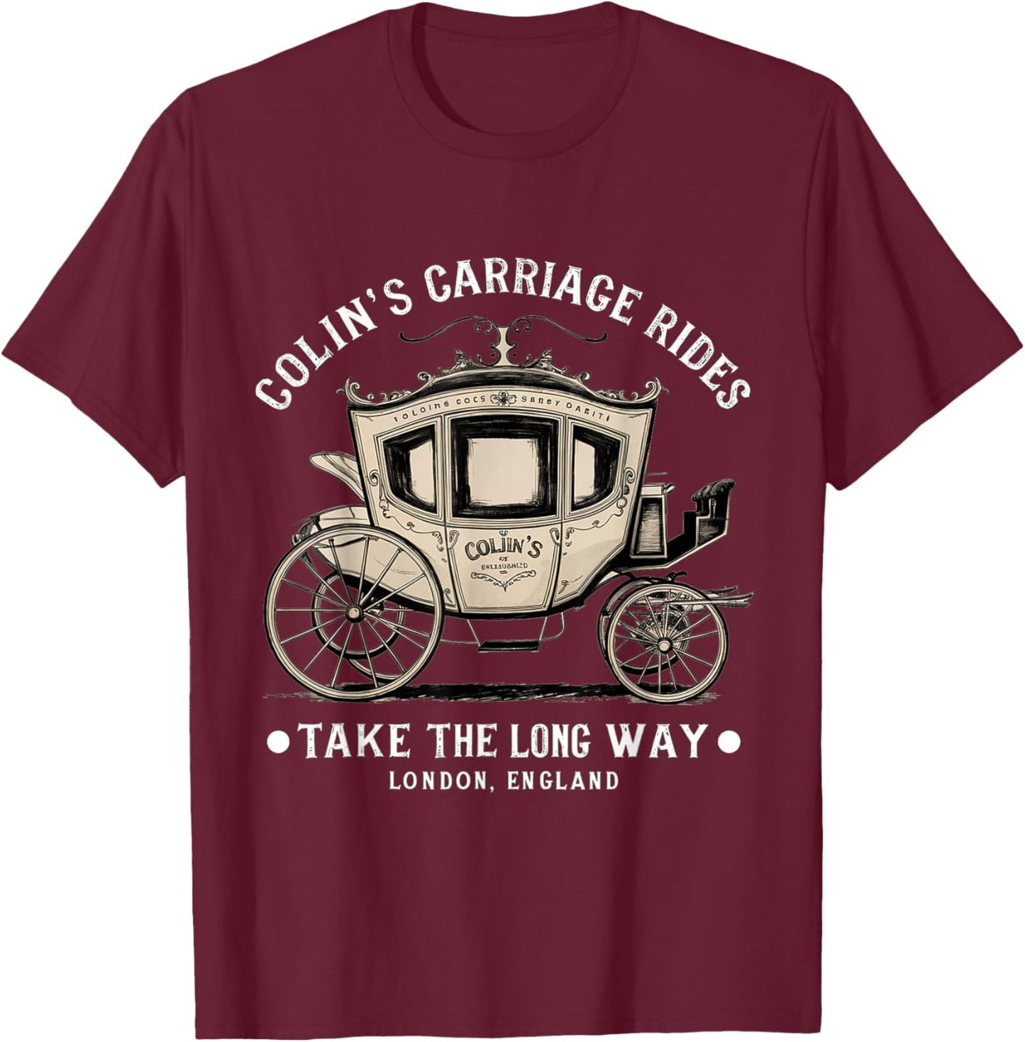 Colin's Carriage Rides Take The Long Way T-Shirt - T-Shirt | Maroon