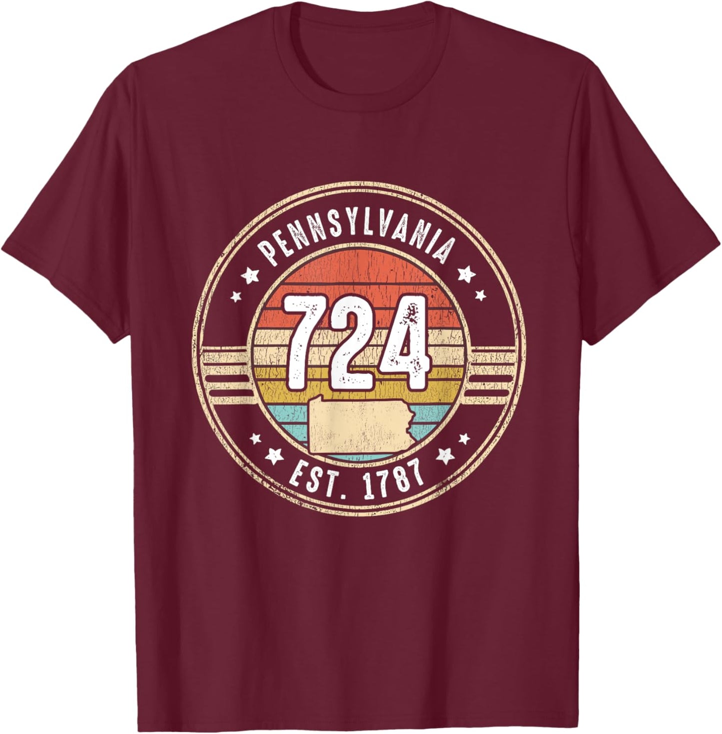 Pennsylvania Area Code 724 Home State Pride Souvenir T-Shirt - T-Shirt | Maroon