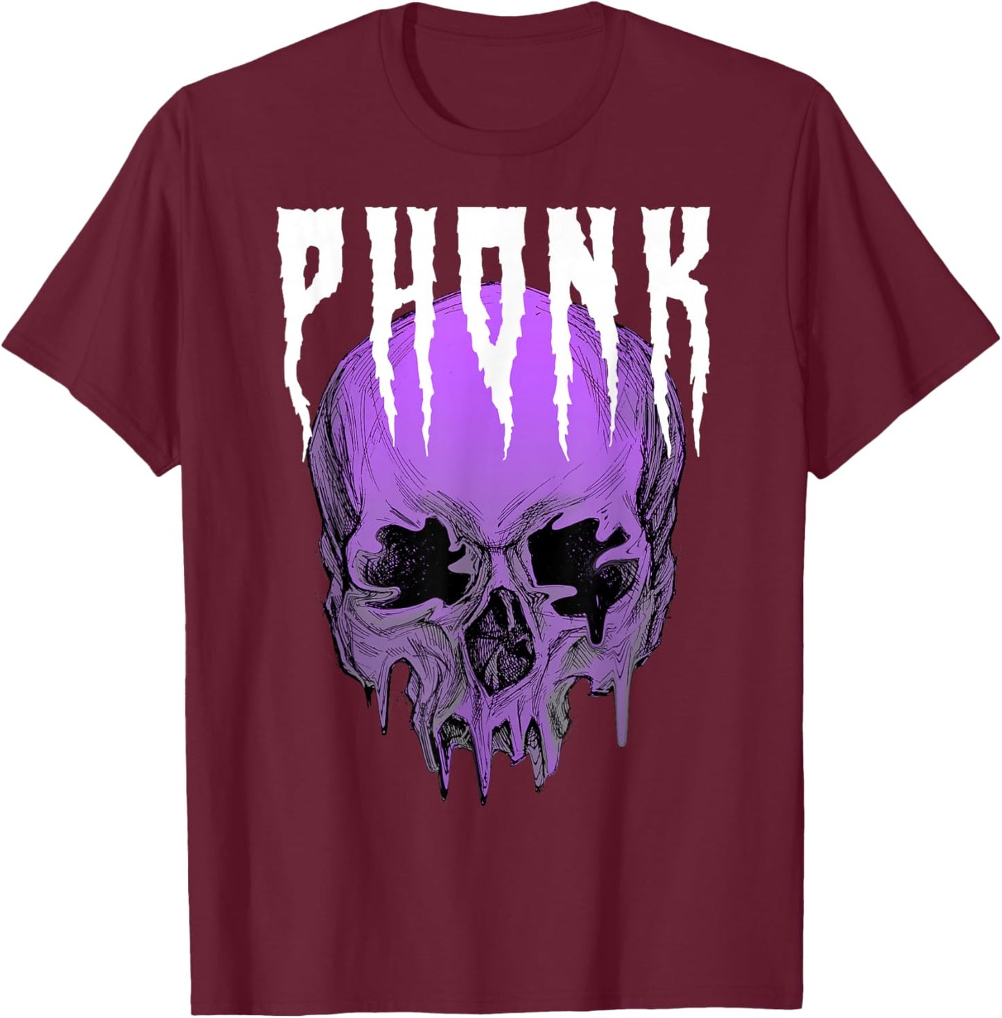 Phonk Skull T-Shirt - T-Shirt | Maroon