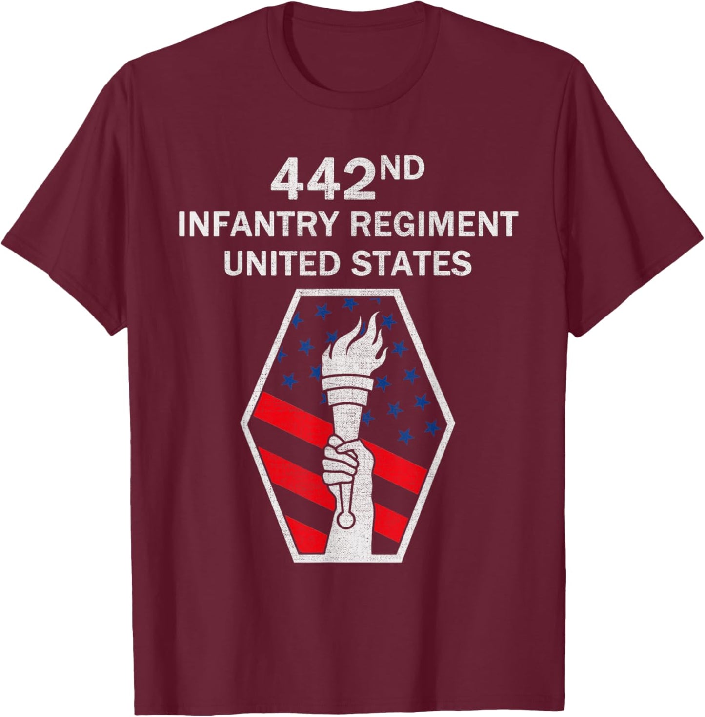 442nd Infantry US Military Combat Infantryman WWII Veteran T-Shirt - T-Shirt | Maroon