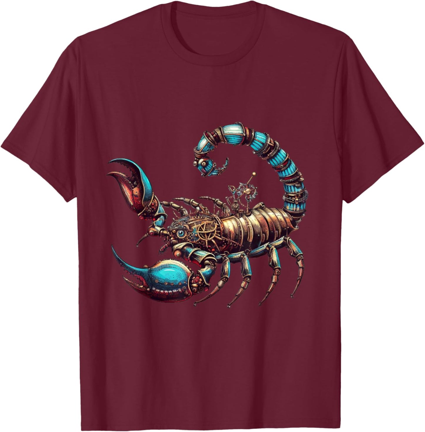 Fierce Steampunk Scorpion T-Shirt - T-Shirt | Maroon