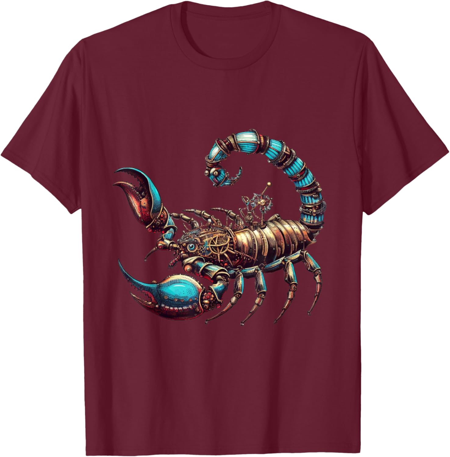 Fierce Steampunk Scorpion T-Shirt - T-Shirt | Maroon
