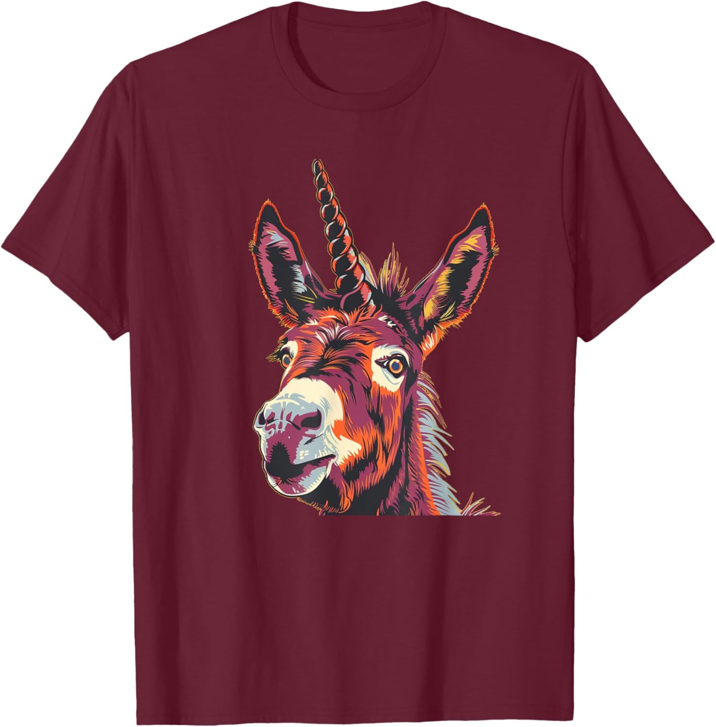 Funny Unicorn Face for Donkey and Horses Lovers T-Shirt - T-Shirt | Maroon