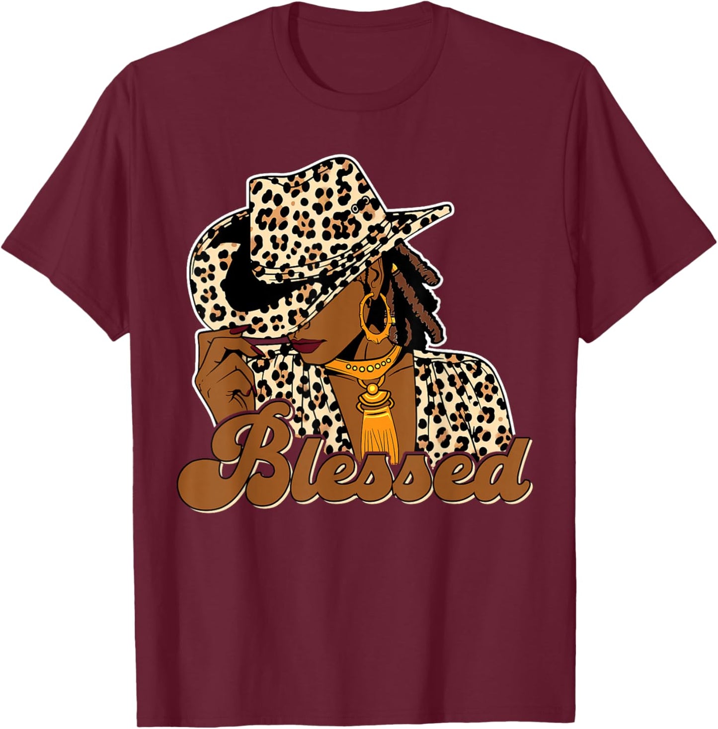 Blessed Cowgirl Black Western Swag African Christian Woman T-Shirt - T-Shirt | Maroon