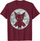 Halloween Cat and Moon: Grumpy Black Kitten In Bat Costume T-Shirt - T-Shirt | Maroon