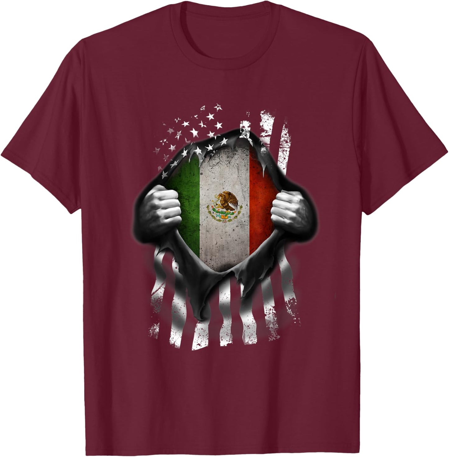 Mexico USA Flag Mexican American Kids Men T-Shirt - T-Shirt | Maroon