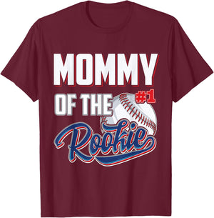 Mommy of Rookie 1 Years old Team 1st Birthday Baseball T-Shirt - T-Shirt | Maroon