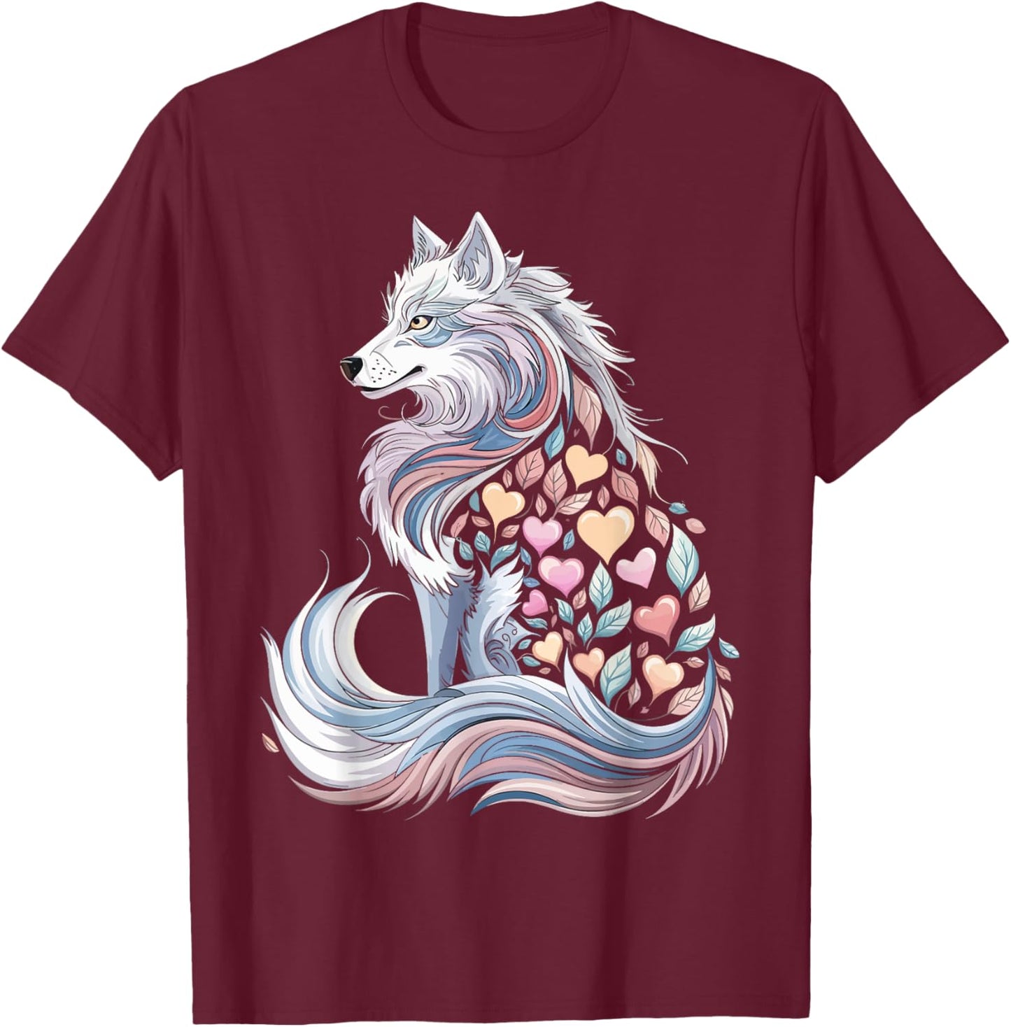 Wolf Heart Valentine's Day Animal Lover Couples Matching T-Shirt - T-Shirt | Maroon
