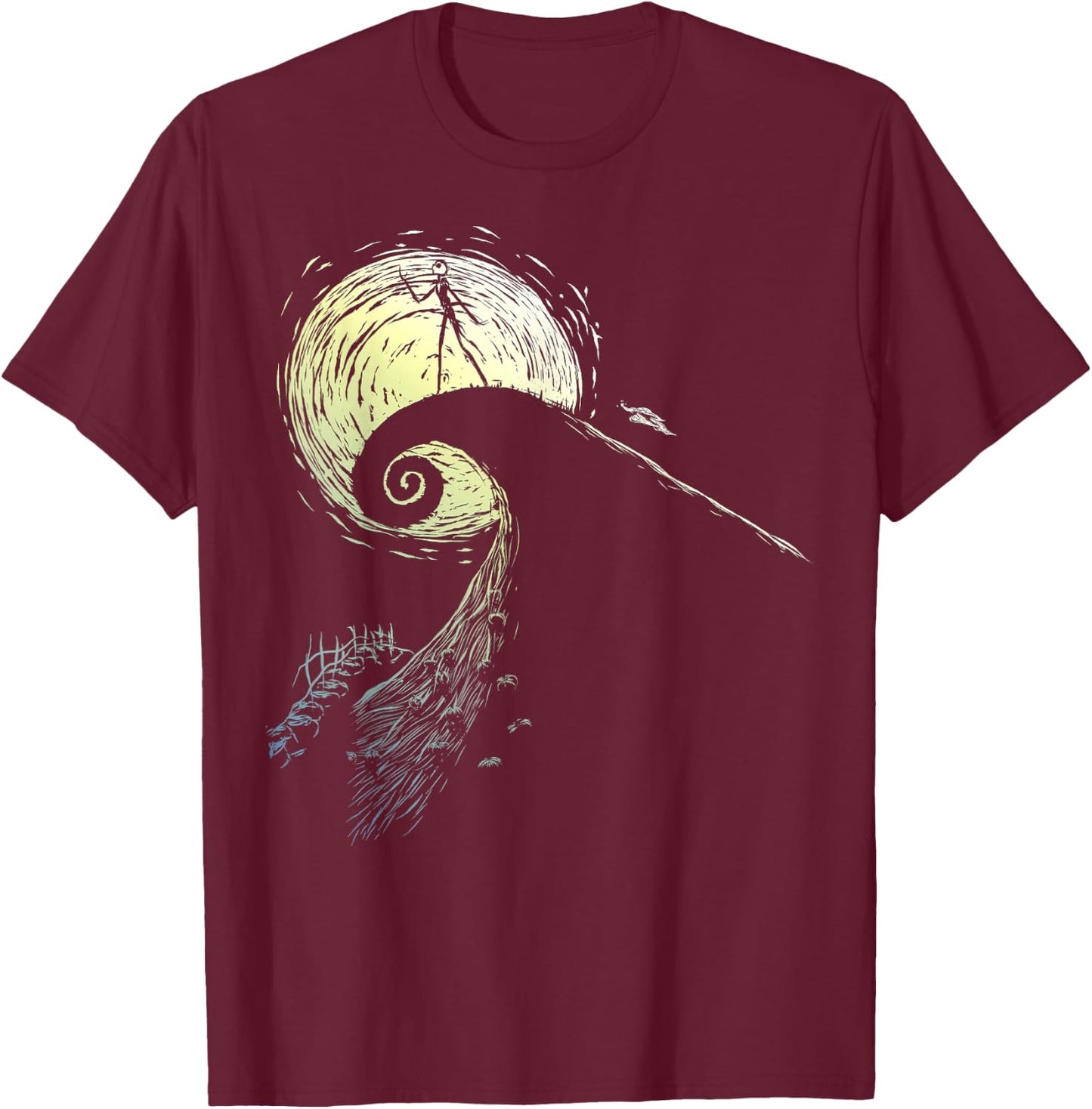 Disney The Nightmare Before Christmas Jack Spiral Hill T-Shirt - T-Shirt | Maroon