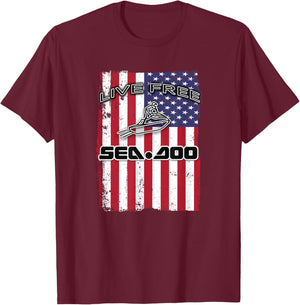 Big Wave - Seadoo American Live Free T-Shirt - T-Shirt | Maroon