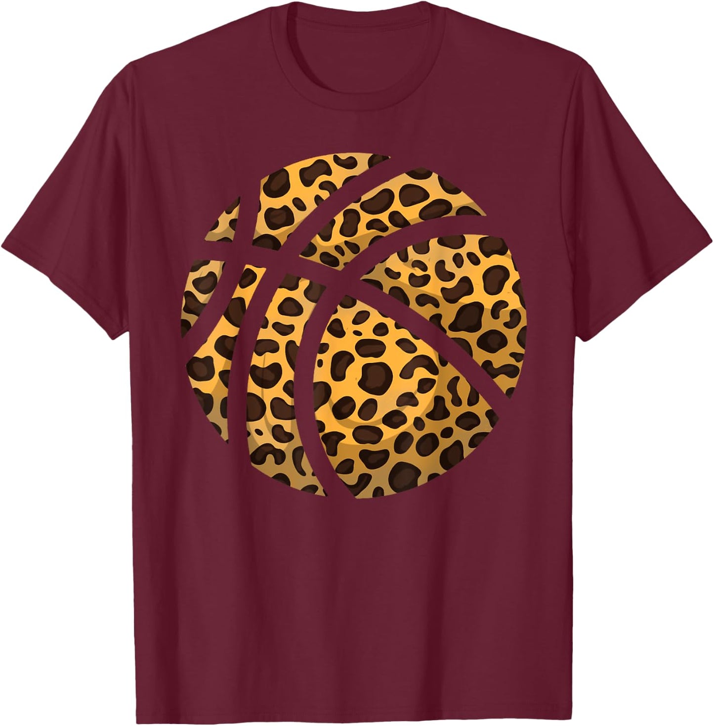Funny Leopard Print Basketball Gift | Cool Best Team Lovers T-Shirt - T-Shirt | Maroon
