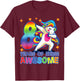 8th Birthday For Girls Unicorn 8 Years Of Being Awesome T-Shirt - T-Shirt | Maroon