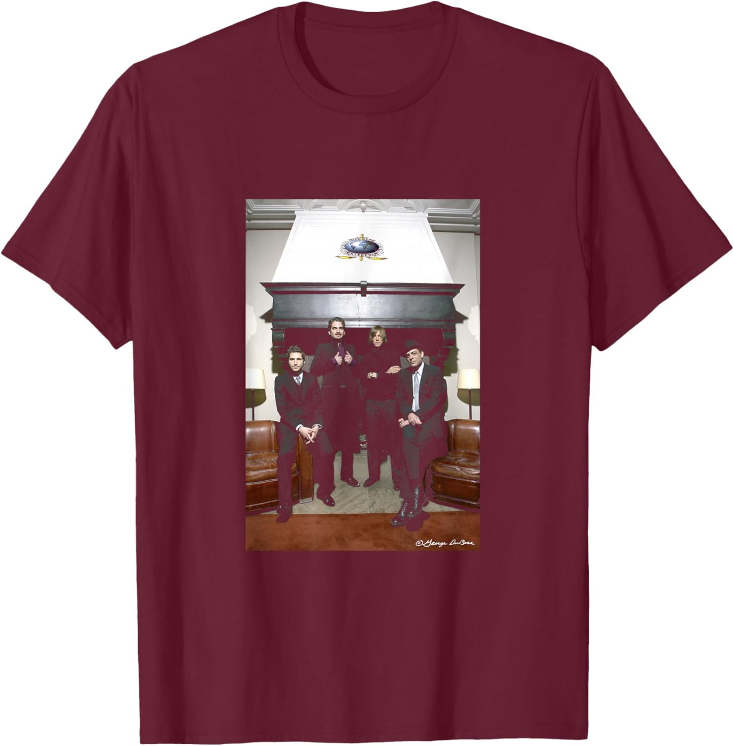 Interpol Band Portrait By George DuBose T-Shirt - T-Shirt | Maroon
