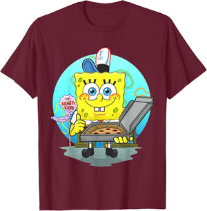 Mademark x SpongeBob SquarePants - The Krusty Krab Pizza Delivery T-Shirt - T-Shirt | Maroon