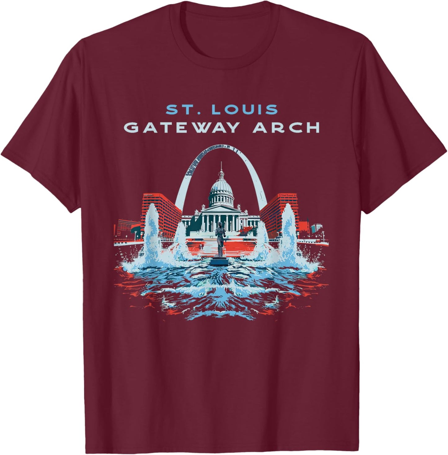 St. Louis Gateway Arch Missouri Retro Vintage T-Shirt - T-Shirt | Maroon