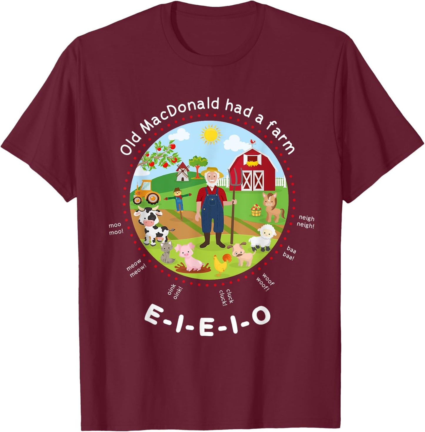 Old MacDonald had a farm English Nursery Rhyme Theme T-Shirt - T-Shirt | Maroon