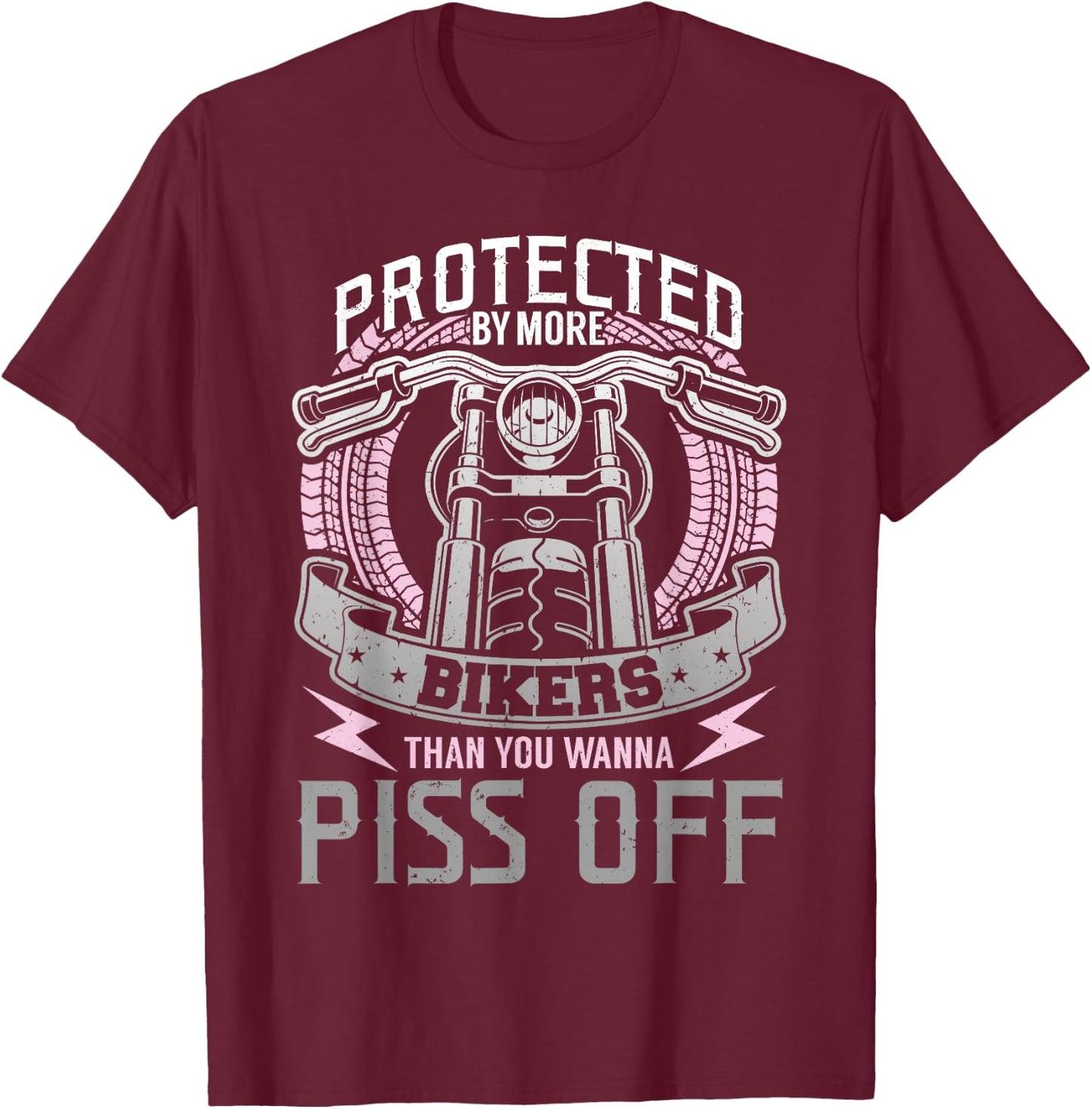 Motorcycle Protected By More Bikers Girlfriend Wife T-Shirt - T-Shirt | Maroon