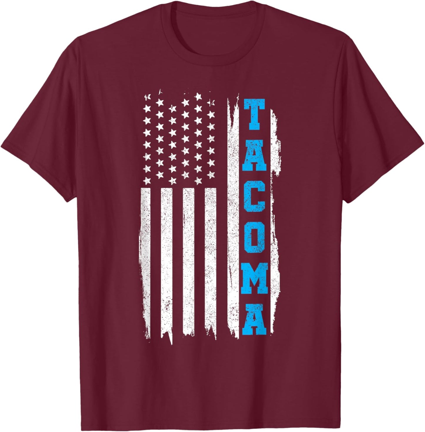Tacoma Washington American Flag Vintage Patriotic T-Shirt - T-Shirt | Maroon